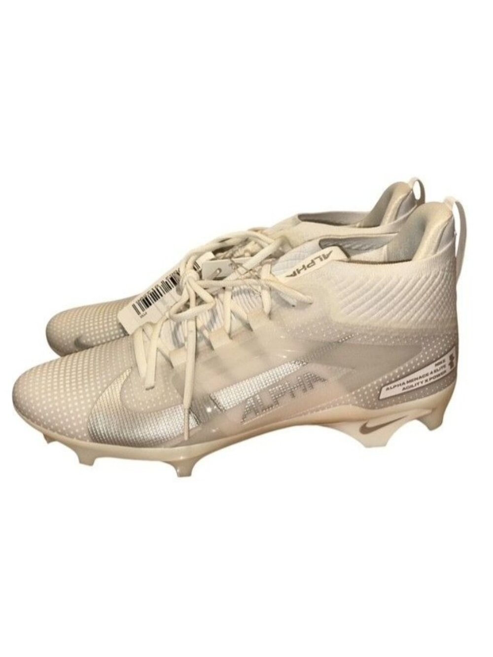 Nike Alpha Menace 4 Elite Football Cleats White / Silver FD7036-101 Men's 12 New - Picture 13 of 13